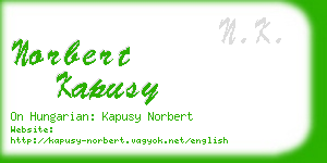 norbert kapusy business card